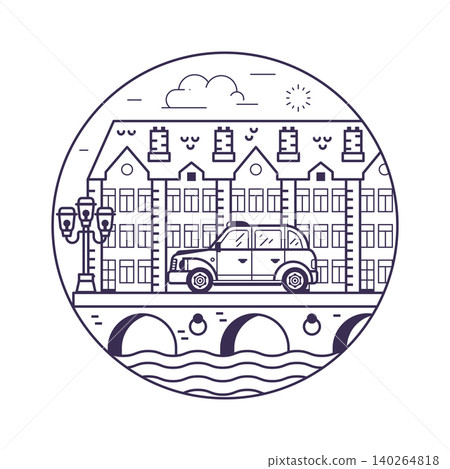 London Terraced Historical Houses Circle Icon 140264818