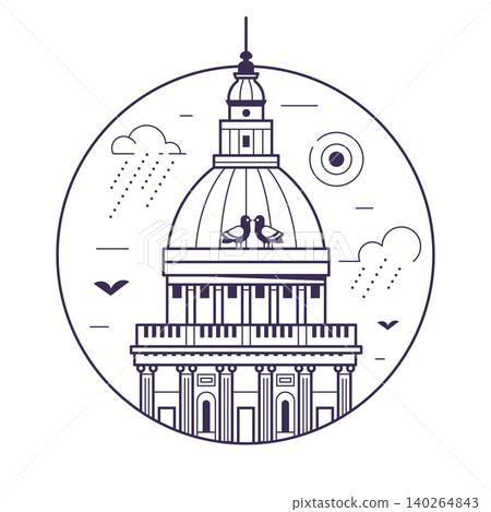 Saint Paul Cathedral Dome Icon in Line Art Saint Paul Cathedral Dome Icon in Line Art 140264843