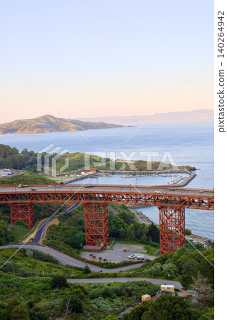 Golden Gate Bridge road and bay from Marin Headlands Golden Gate Bridge road and bay from Marin Headlands 140264942
