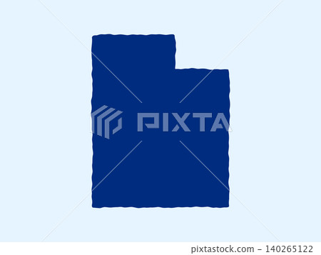 Doodle-style illustration of the Utah state map, featuring the recognizable shape of Utah in a simple, hand-drawn design. 140265122