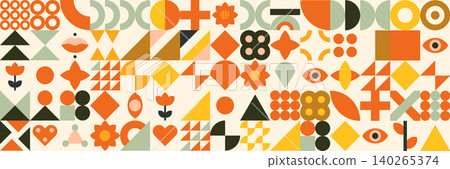 Abstract geometric pattern. Modern poster design. Neo geometric style. Vector illustration Abstract geometric pattern. Modern poster design. Neo geometric style. Vector illustration 140265374