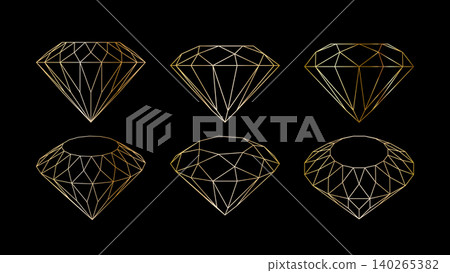 Set of elegant gemstone and diamond icons in outline style. Set of elegant gemstone and diamond icons in outline style. 140265382