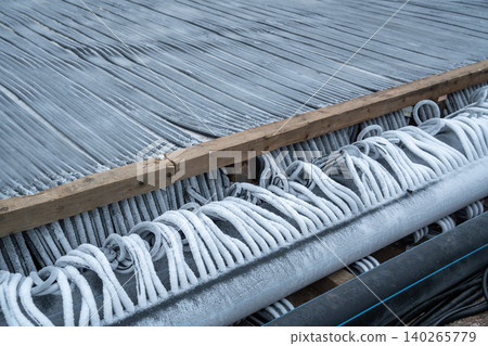 Refrigerant pipeline of engineering system for skating rink cooling. Preparation for winter Refrigerant pipeline of engineering system for skating rink cooling. Preparation for winter 140265779