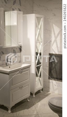 Contemporary Bathroom Design Featuring Smart Illuminated Mirror and Sink Contemporary Bathroom Design Featuring Smart Illuminated Mirror and Sink 140265822