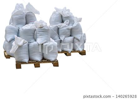 Bags sacks on pallets filled goods, various building materials, garbage, etc. Bags sacks on pallets filled goods, various building materials, garbage, etc. 140265928