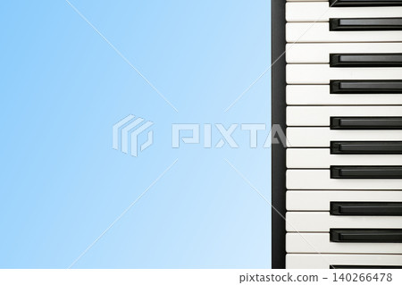Romantic music.Sky and musical keys of piano or synthesizer Romantic music.Sky and musical keys of piano or synthesizer 140266478