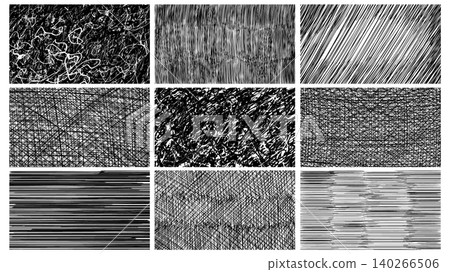 Grunge black and white background. Fully digital hand drawn with a brushstrokes hatching or lineart Grunge black and white background. Fully digital hand drawn with a brushstrokes hatching or lineart 140266506