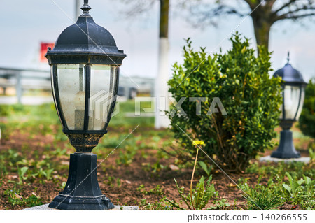 City street lighting. Simple lantern with LED bulb 140266555