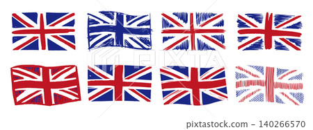 British flag hand drawn drawing in grunge brush made style British flag hand drawn drawing in grunge brush made style 140266570