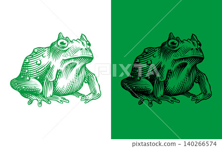 Green earth horned frog Wizardry and witchcraft elements for magic rituals and spiritualism and Green earth horned frog Wizardry and witchcraft elements for magic rituals and spiritualism and 140266574