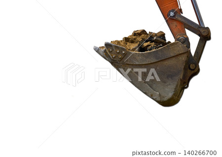 Bucket.Loading road debris with an excavator into dump truck Bucket.Loading road debris with an excavator into dump truck 140266700