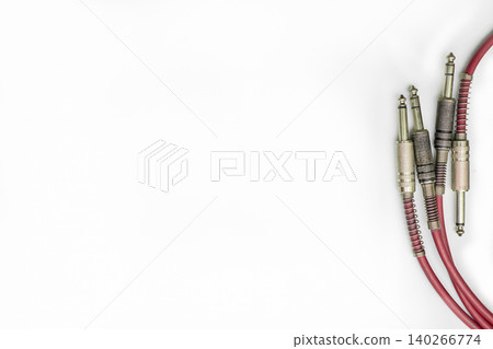Four electric cables with jacks.Connection electric guitar,sound equipment 140266774