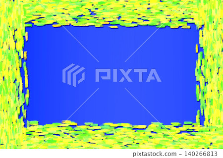 Blue frame with green yellow mottled strokes by sides Blue frame with green yellow mottled strokes by sides 140266813