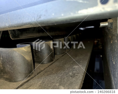 Corrugated Side Belt Conveyor in Industrial Construction Detail Corrugated Side Belt Conveyor in Industrial Construction Detail 140266818