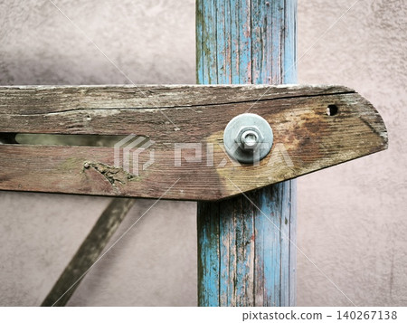 Rustic wood texture blue flaking paint close-up Rustic wood texture blue flaking paint close-up 140267138