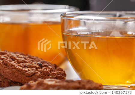 Homemade oat cookies for snack close up Homemade oat cookies for snack close up 140267173