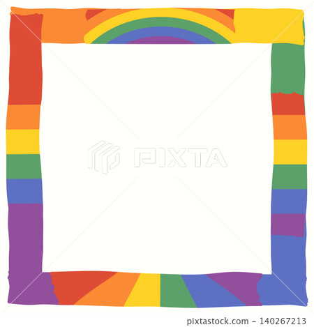 Square rainbow washi tape vector frame, LGBT scrapbook paper border, Colorful pride month journal and planner element with copy space Square rainbow washi tape vector frame, LGBT scrapbook paper border, Colorful pride month journal and planner element with copy space 140267213