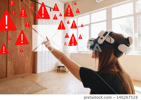 Scam call sms message warning issued to users in a virtual reality environment 140267528