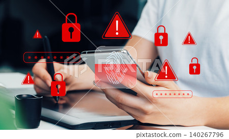 Scam call text message warnings on a smartphone screen Scam call text message warnings on a smartphone screen 140267796