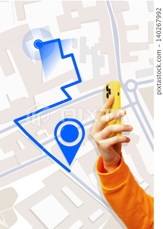 Tracking taxi location on a map using a smartphone in a city area Tracking taxi location on a map using a smartphone in a city area 140267992
