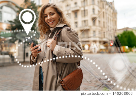 Young woman uses phone to find taxi location on map during city travel Young woman uses phone to find taxi location on map during city travel 140268003