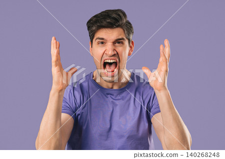 Angry mature man Yelling At Camera With Expressive Face In Frustration,Stress Angry mature man Yelling At Camera With Expressive Face In Frustration,Stress 140268248