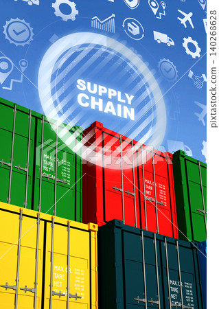 Logistics management with shipping containers and supply chain concept in view Logistics management with shipping containers and supply chain concept in view 140268628