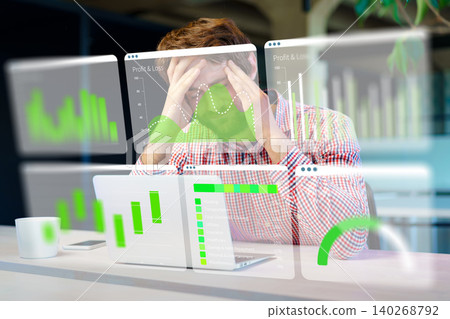 Digital business chart showing stress while analyzing profit and loss data Digital business chart showing stress while analyzing profit and loss data 140268792