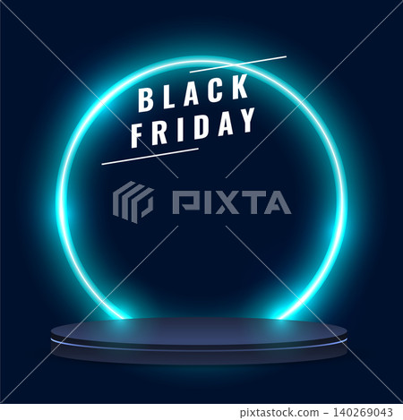 neon style black friday holiday sale offer template with 3d podium stand neon style black friday holiday sale offer template with 3d podium stand 140269043