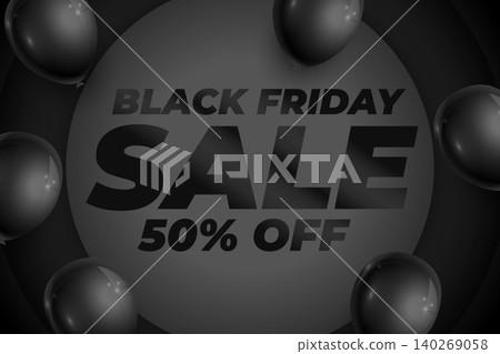 eye catching black friday mega sale background with balloon decor 140269058