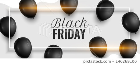 modern and trendy black friday discount offer banner with balloon decor modern and trendy black friday discount offer banner with balloon decor 140269100