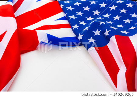 UK flag and USA flag on white background UK flag and USA flag on white background 140269265