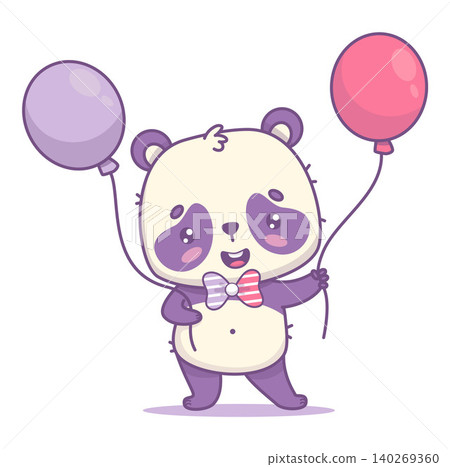 Gender Reveal Party. Happy Panda Holding Pink Or light Purple Balloon. Holiday Kawaii Cartoon Character Bear Animal. Baby Shower Celebration. Vector Illustration For Expecting Parents Design. Gender Reveal Party. Happy Panda Holding Pink Or light Purple Balloon. Holiday Kawaii Cartoon Character Bear Animal. Baby Shower Celebration. Vector Illustration For Expecting Parents Design. 140269360