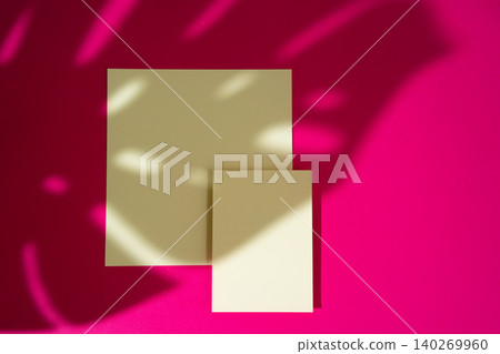 Mock-up on pink background. Businesscards with copy space Mock-up on pink background. Businesscards with copy space 140269960