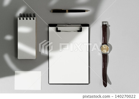 Flat lay composition with blank stationery mock-up Flat lay composition with blank stationery mock-up 140270022