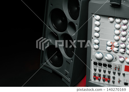 Audio system stereo column on dark background Audio system stereo column on dark background 140270169