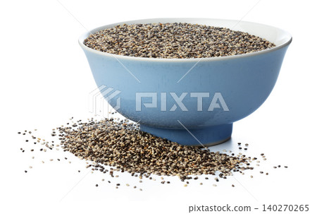 Bowl with chia seeds isolated on white Bowl with chia seeds isolated on white 140270265