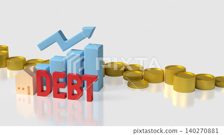 Rising Home Debt With Financial Growth Chart 3d render. Rising Home Debt With Financial Growth Chart 3d render. 140270881