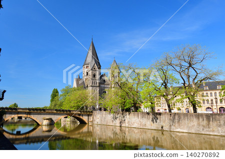The Templeneuve Church in Metz, France, against a blue sky (May 10, 2024) The Templeneuve Church in Metz, France, against a blue sky (May 10, 2024) 140270892