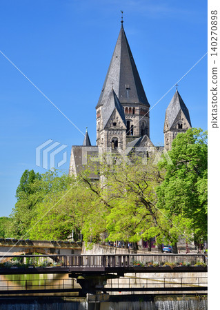 The Templeneuve Church in Metz, France, against a blue sky (May 10, 2024) The Templeneuve Church in Metz, France, against a blue sky (May 10, 2024) 140270898