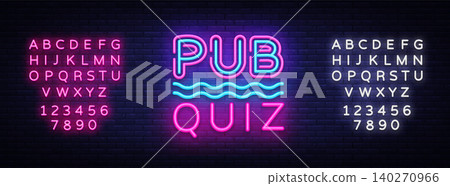 Pub Quiz night announcement poster vector design template. Quiz neon signboard, light banner. Pub quiz held in pub or bar, night club. Pub team game. Questions game. Vector. Editing text neon sign Pub Quiz night announcement poster vector design template. Quiz neon signboard, light banner. Pub quiz held in pub or bar, night club. Pub team game. Questions game. Vector. Editing text neon sign 140270966