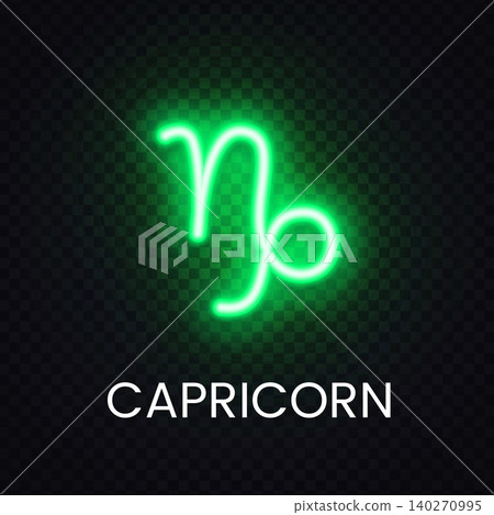Green Capricorn neon sign with glowing light effect. Bright zodiac illustration for astrology template, horoscope branding and celestial graphic. Green Capricorn neon sign with glowing light effect. Bright zodiac illustration for astrology template, horoscope branding and celestial graphic. 140270995