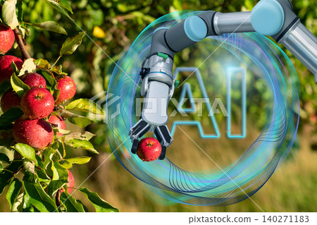 Autonomous robot with Artificial intelligence. Smart farming concept. Autonomous robot with Artificial intelligence. Smart farming concept. 140271183