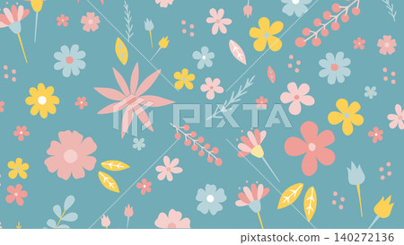 Playful Pastel Flowers Background Playful Pastel Flowers Background 140272136