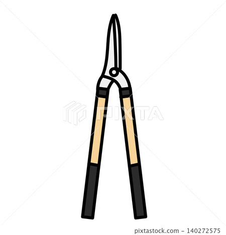 Illustration material: Vector illustration of wooden-handled pruning shears, useful for pruning trees and gardening. 140272575