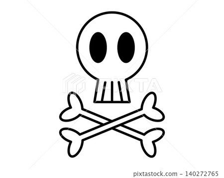 Skull and crossbones icon black and white vector illustration. Danger warning, pirate flag, toxic substance, Halloween decor, death symbol, poison alert. Human cranium with crossed skeletal bones Skull and crossbones icon black and white vector illustration. Danger warning, pirate flag, toxic substance, Halloween decor, death symbol, poison alert. Human cranium with crossed skeletal bones 140272765