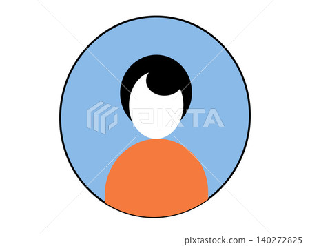 User profile avatar icon with person in orange shirt and blue circle vector illustration. Social media, account, login, identity, contact, interface. Human character headshot symbol User profile avatar icon with person in orange shirt and blue circle vector illustration. Social media, account, login, identity, contact, interface. Human character headshot symbol 140272825
