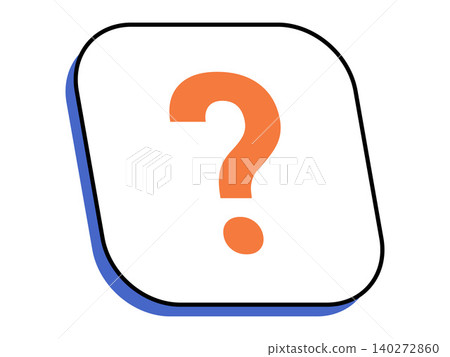 Orange question mark inside a rounded square button vector illustration. Customer support, help center, faq, online assistance, problem solving, information. Interrogation point within a frame 140272860