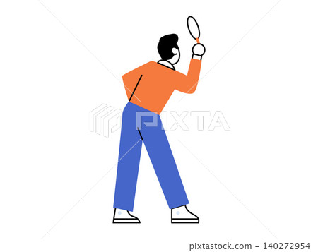 Man looking through a magnifying glass vector illustration. Data analysis, market research, recruitment search, business investigation, seo, discovery. Male character inspecting with a lens Man looking through a magnifying glass vector illustration. Data analysis, market research, recruitment search, business investigation, seo, discovery. Male character inspecting with a lens 140272954
