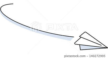 Paper plane flying along a curved path vector illustration. Business growth, travel startup, creative vision, message delivery, goal achievement, project launch. Origami aircraft gliding on an arc 140272995